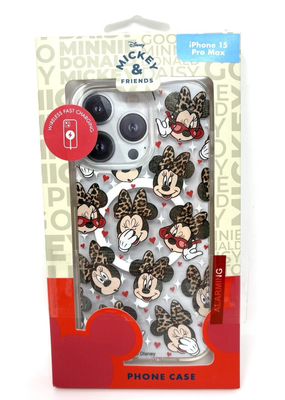 Disney Minnie Mouse iPhone 15 Pro Max Case Leopard Bow Glitter Skinny Dip NIP